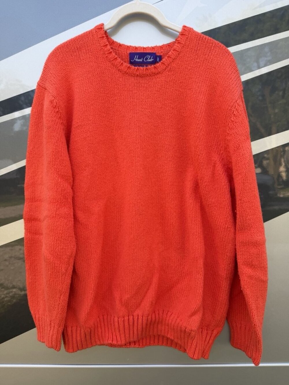 Vintage 80s Hunt Club orange oversized fisherman sweater Japan L preppy neon
